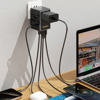 Dudao A35Pro 35W EU / UK / AUS / US / JP travel adapter 3x USB-C 2x USB-A - black