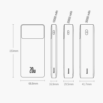 Baseus Bipow fast charging powerbank 20000mAh 20W black (Overseas Edition) + USB-A - Micro USB cable 0.25m black (PPBD050501)