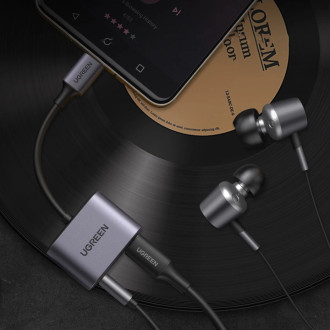 Ugreen audio adapter USB Type C (male) - USB Type C PD QC (female) + 3.5mm mini jack (female) gray (CM231)