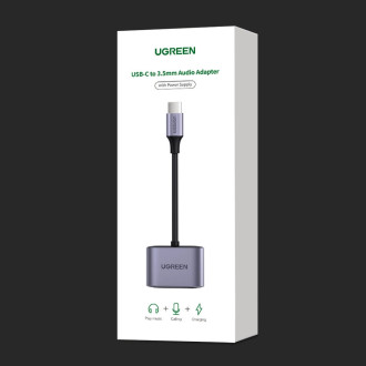 Ugreen audio adapter USB Type C (male) - USB Type C PD QC (female) + 3.5mm mini jack (female) gray (CM231)