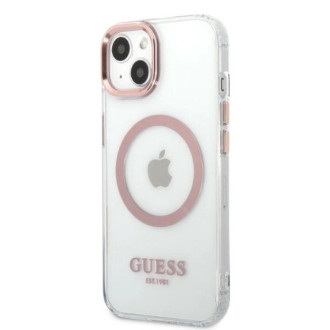 Guess Metal Outline MagSafe case for iPhone 13 - pink