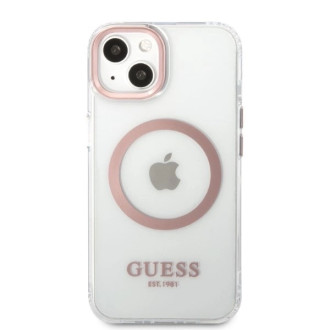 Guess Metal Outline MagSafe case for iPhone 13 - pink