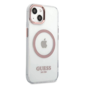 Guess Metal Outline MagSafe case for iPhone 13 - pink