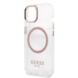 Guess Metal Outline MagSafe case for iPhone 13 - pink