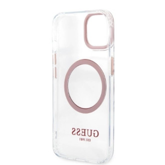 Guess Metal Outline MagSafe case for iPhone 13 - pink