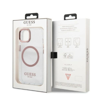 Guess Metal Outline MagSafe case for iPhone 13 - pink