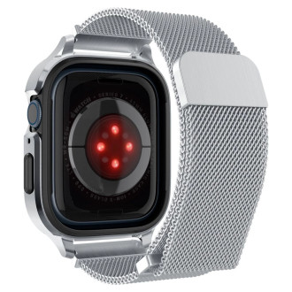 Spigen Metal Fit Pro Case and Strap Set for Apple Watch 4/5/6/7/8/9/SE (44/45mm) - Silver