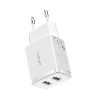Baseus Compact nabíječka 2x USB 10,5W bílá (CCXJ010202)