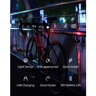 Rockbros Q3 rear bicycle lamp with intelligent stop system - black