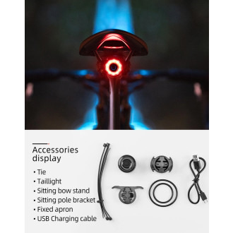 Rockbros Q3 rear bicycle lamp with intelligent stop system - black