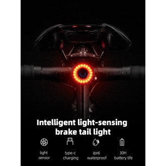 Rockbros Q3 rear bicycle lamp with intelligent stop system - black