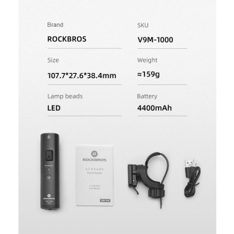 Rockbros V9M-1000 front bicycle light 1000lm - black