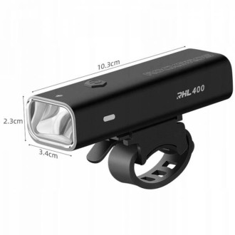 Rockbros 24310006001 front bicycle light 400 lm + micro USB cable - USB-A - black