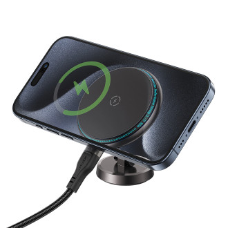 Acefast D30 Magnetic Folding Dashboard Holder with 15W Inductive Charger - Black