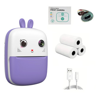 Mini Thermal Printer for Kids with Camera and Camcorder - Purple