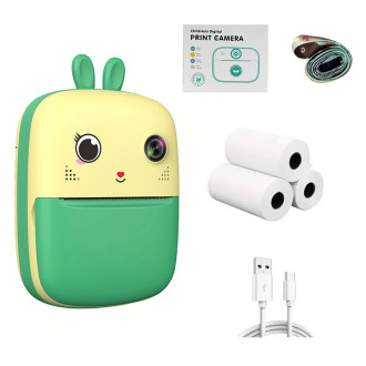 Mini Thermal Printer for Kids with Camera and Camcorder - Green