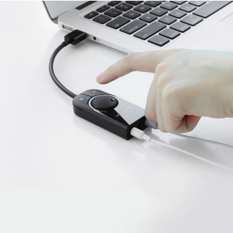 Ugreen external sound card music USB adapter - 3.5 mm mini jack with volume control 15cm black (40964)