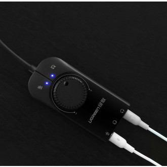 Ugreen external sound card music USB adapter - 3.5 mm mini jack with volume control 15cm black (40964)