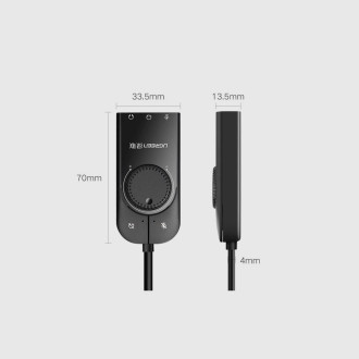 Ugreen external sound card music USB adapter - 3.5 mm mini jack with volume control 15cm black (40964)