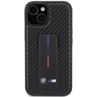 BMW Grip Stand Smooth & Carbon case for iPhone 15 - black