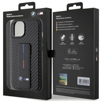 BMW Grip Stand Smooth & Carbon case for iPhone 15 - black
