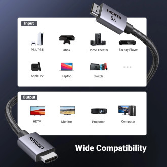 Ugreen HD171 25910 Cable with HDMI 2.1 8K Connectors Certified 2m - Gray