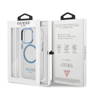 Etui Guess Metal Outline MagSafe na iPhone 13 Pro / iPhone 13 - niebieskie