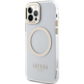 Etui Guess Metal Outline Magsafe na iPhone 12 / iPhone 12 Pro - złote