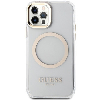 Etui Guess Metal Outline Magsafe na iPhone 12 / iPhone 12 Pro - złote