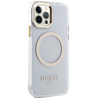 Etui Guess Metal Outline Magsafe na iPhone 12 / iPhone 12 Pro - złote