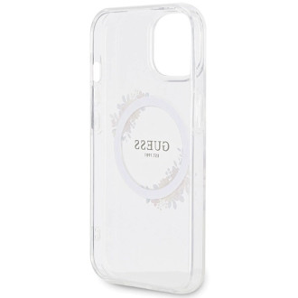 Etui Guess IML Flowers Wreatch MagSafe na iPhone 15 / 14 / 13 - przezroczyste