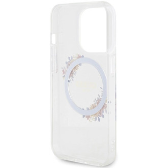 Etui Guess IML Flowers Wreatch MagSafe na iPhone 15 Pro Max - przezroczyste