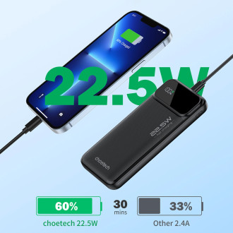 Powerbank Choetech B729 20000mAh 22.5W PD USB-A / USB-C - black