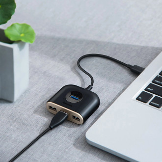 HUB Baseus Square USB-A to 1x USB-A 3.2 Gen 1 / 3x USB 2.0 with 1m cable - black