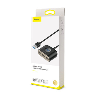 HUB Baseus Square USB-A to 1x USB-A 3.2 Gen 1 / 3x USB 2.0 with 1m cable - black