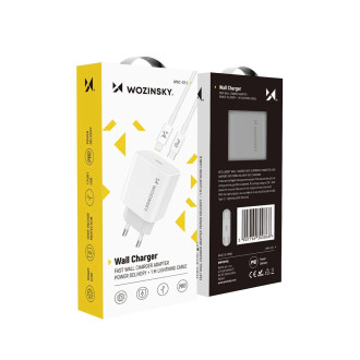 Wozinsky fast charger USB C PD 20W + USB C / Lightning cable 1m white