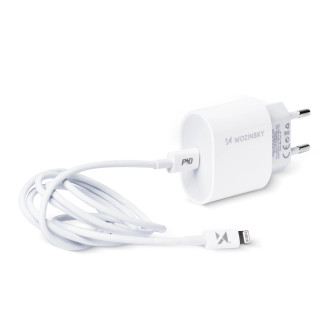 Wozinsky fast charger USB C PD 20W + USB C / Lightning cable 1m white