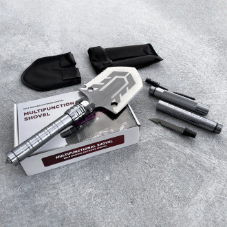 Survival shovel 10-in-1 folding shovel with knife, screwdriver, glass breaker