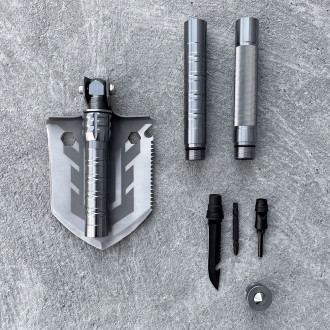 Survival shovel 10-in-1 folding shovel with knife, screwdriver, glass breaker