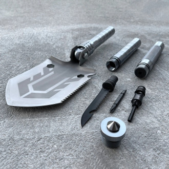 Survival shovel 10-in-1 folding shovel with knife, screwdriver, glass breaker