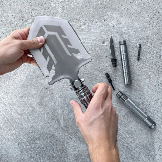 Survival shovel 10-in-1 folding shovel with knife, screwdriver, glass breaker