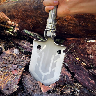 Survival shovel 10-in-1 folding shovel with knife, screwdriver, glass breaker