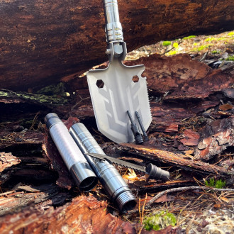 Survival shovel 10-in-1 folding shovel with knife, screwdriver, glass breaker