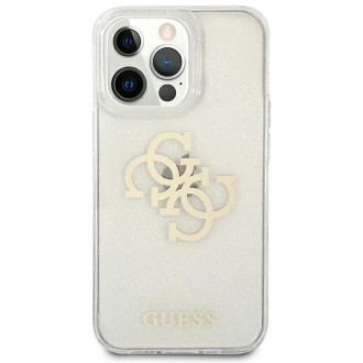 Guess GUHCP13LPCUGL4GTR iPhone 13 Pro / 13 6,1" transparent hard case Glitter 4G Big Logo