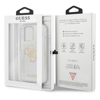 Guess GUHCP13LPCUGL4GTR iPhone 13 Pro / 13 6,1" transparent hard case Glitter 4G Big Logo