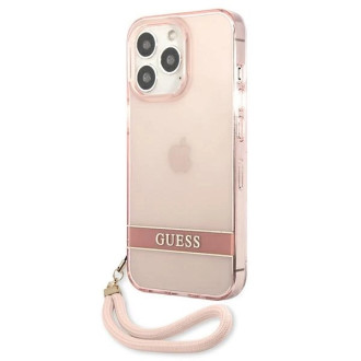 Guess GUHCP13LHTSGSP iPhone 13 Pro / 13 6,1&quot; růžové/růžové pevné pouzdro Translucent Stap