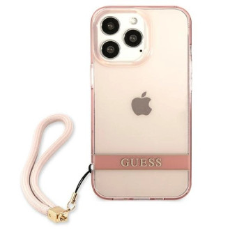 Guess GUHCP13LHTSGSP iPhone 13 Pro / 13 6,1&quot; růžové/růžové pevné pouzdro Translucent Stap