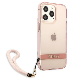 Guess GUHCP13LHTSGSP iPhone 13 Pro / 13 6,1&quot; růžové/růžové pevné pouzdro Translucent Stap