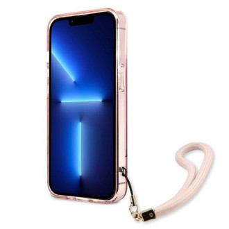 Guess GUHCP13LHTSGSP iPhone 13 Pro / 13 6,1&quot; růžové/růžové pevné pouzdro Translucent Stap