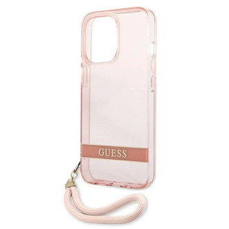Guess GUHCP13LHTSGSP iPhone 13 Pro / 13 6,1&quot; růžové/růžové pevné pouzdro Translucent Stap
